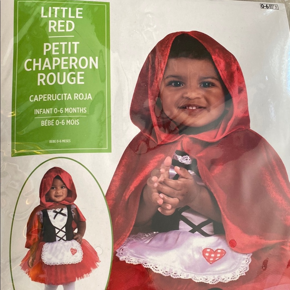Red and White Halloween Costume with Hooded Cape